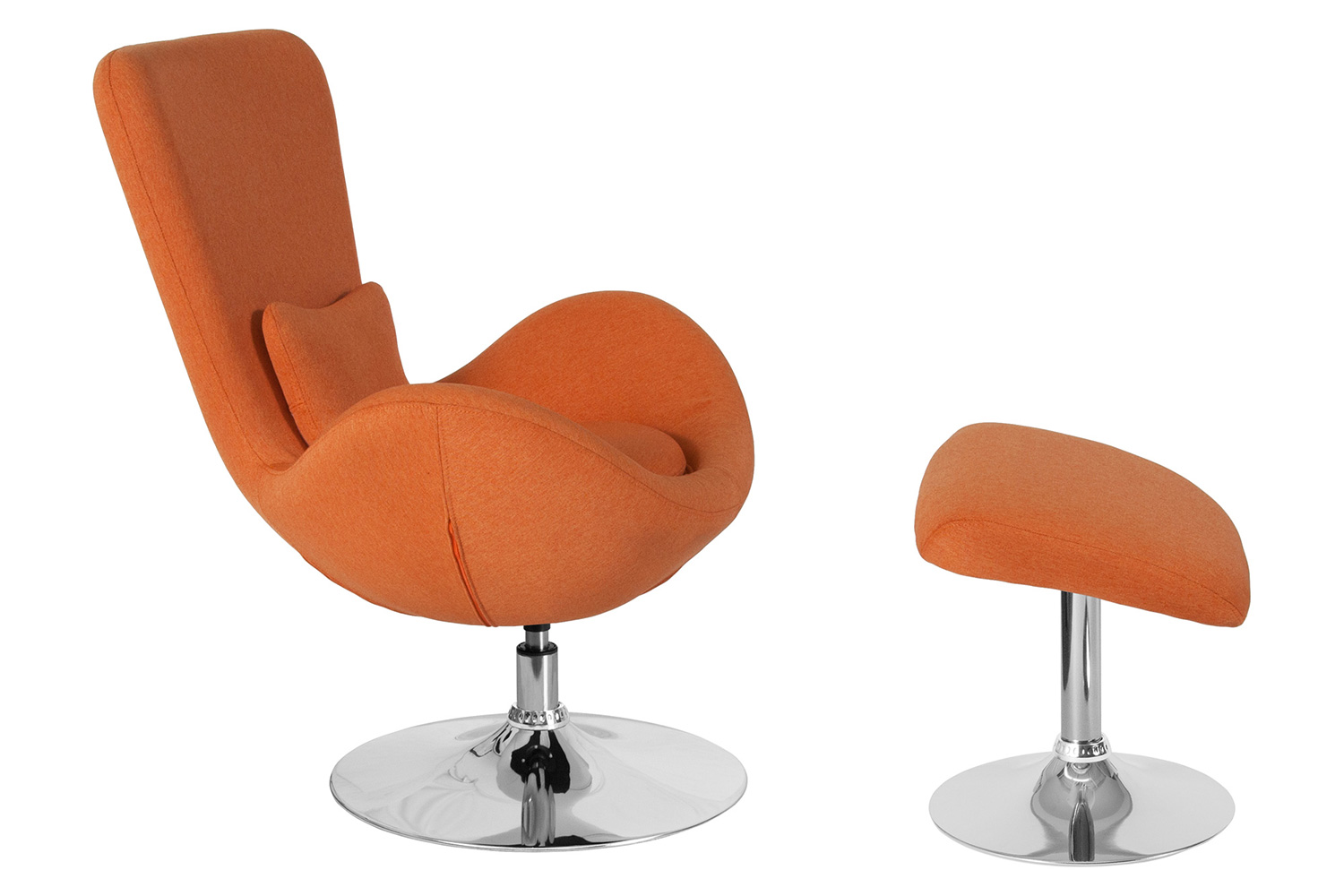 BLNK Egg Series Fabric Side Reception Chair with Ottoman - Orange