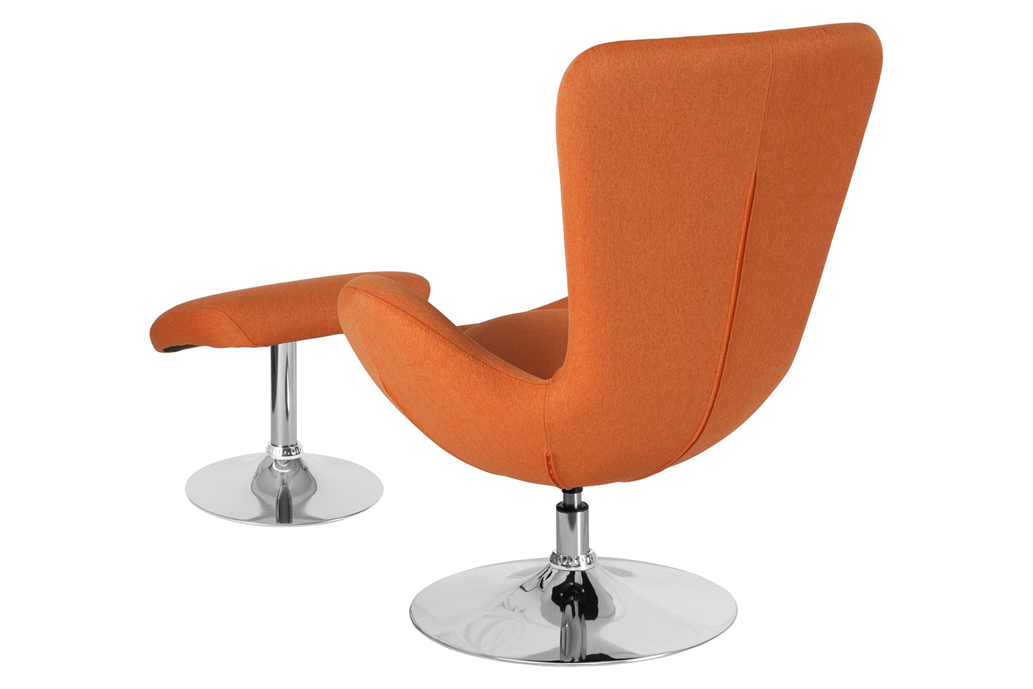 BLNK Egg Series Fabric Side Reception Chair with Ottoman - Orange