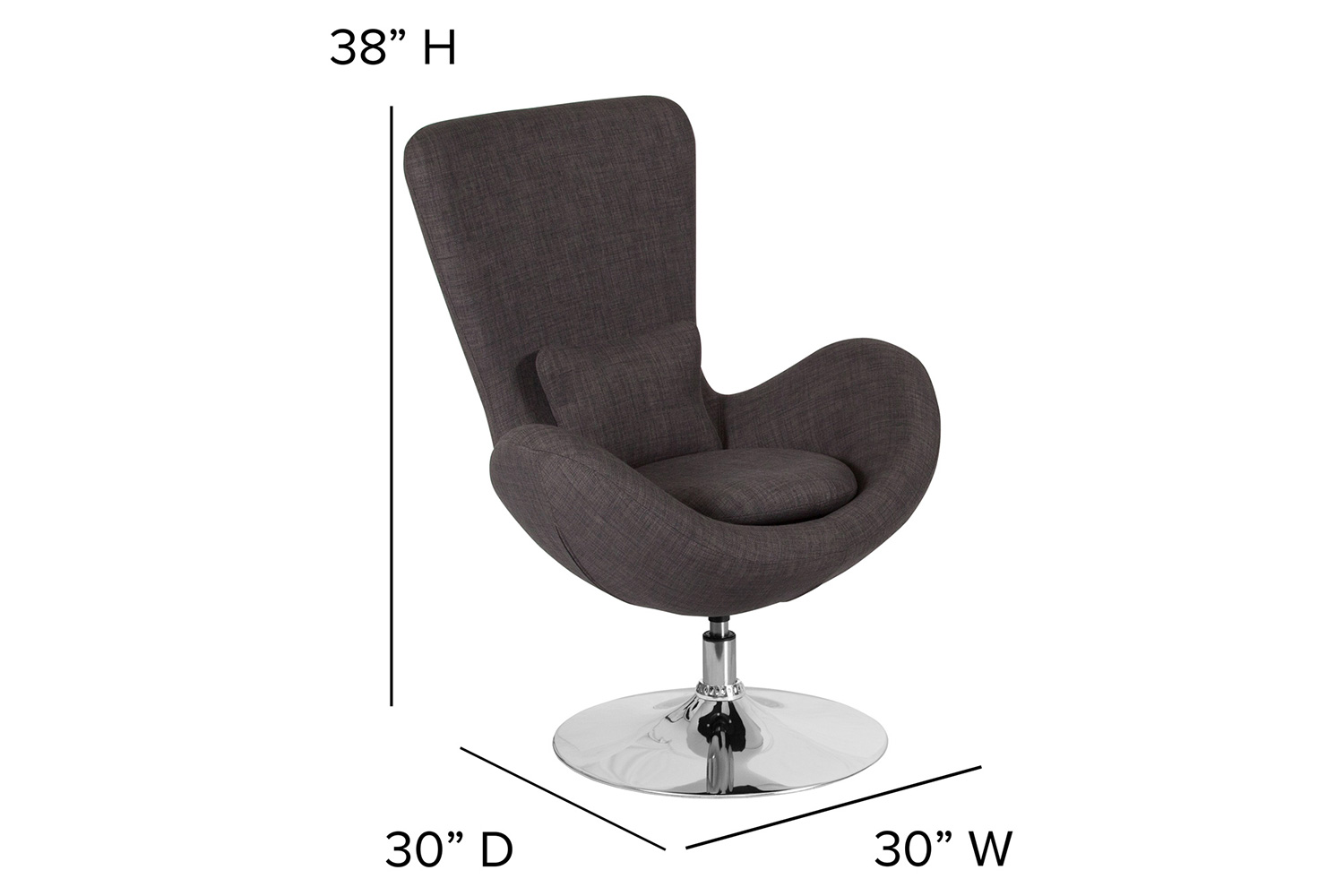 BLNK Egg Series Fabric Side Reception Chair - Dark Gray