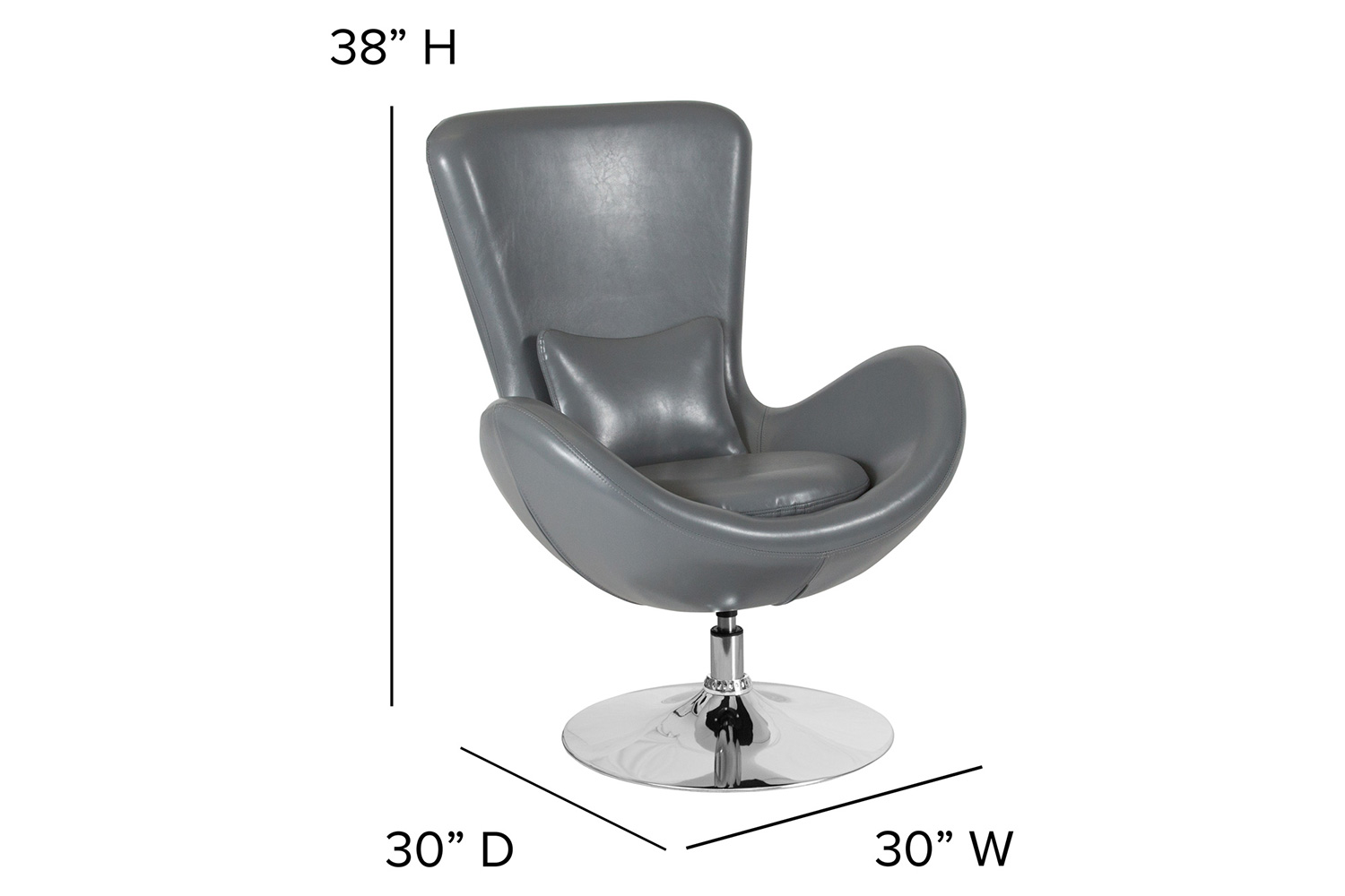 BLNK Egg Series LeatherSoft Side Reception Chair - Gray
