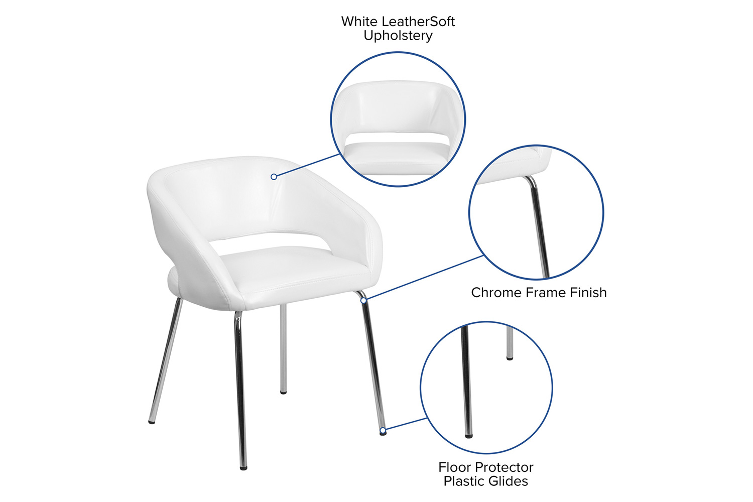 BLNK Fusion Series LeatherSoft Side Reception Chair - White