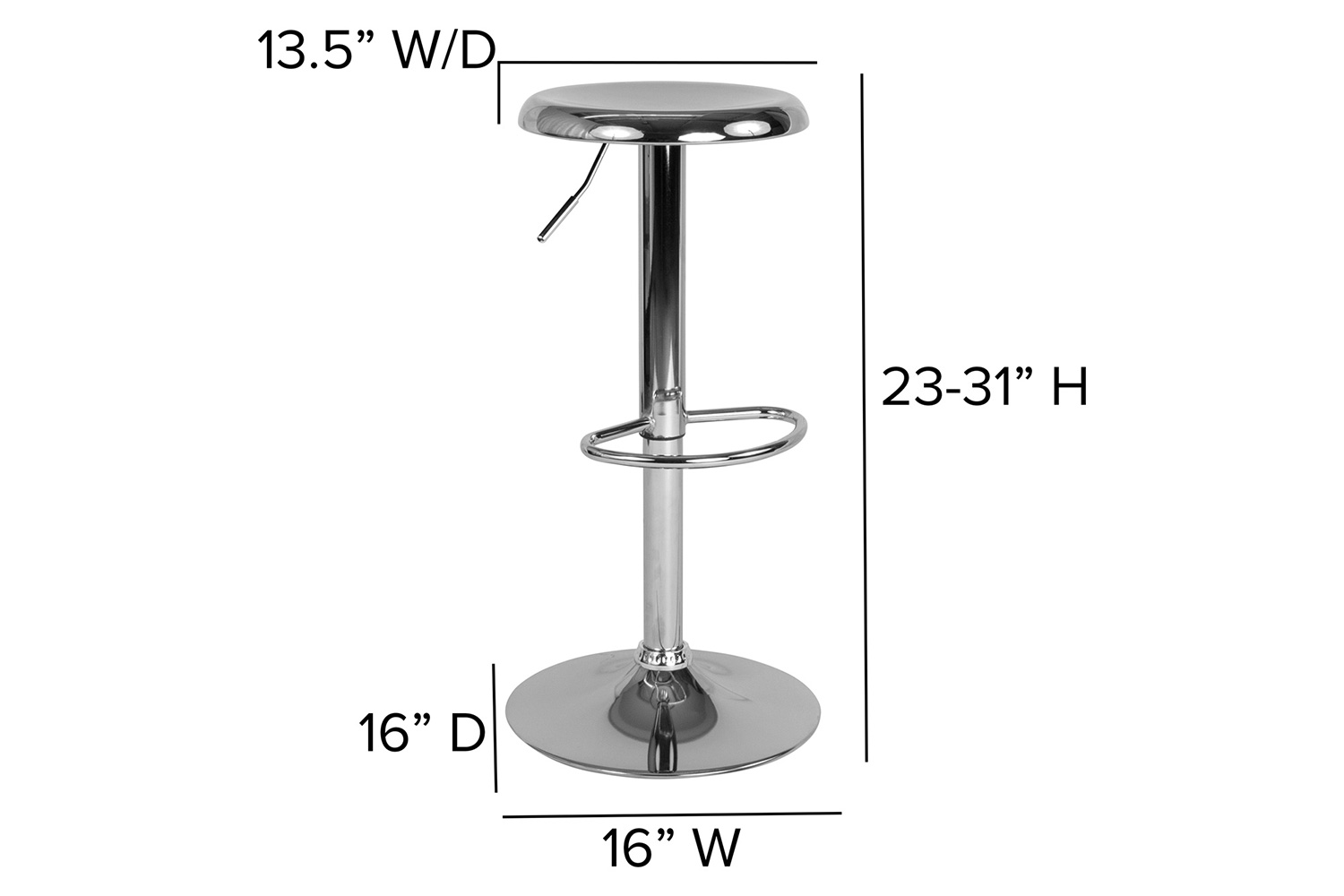 BLNK Madrid Series Adjustable Height Retro Bar Stool - Chrome