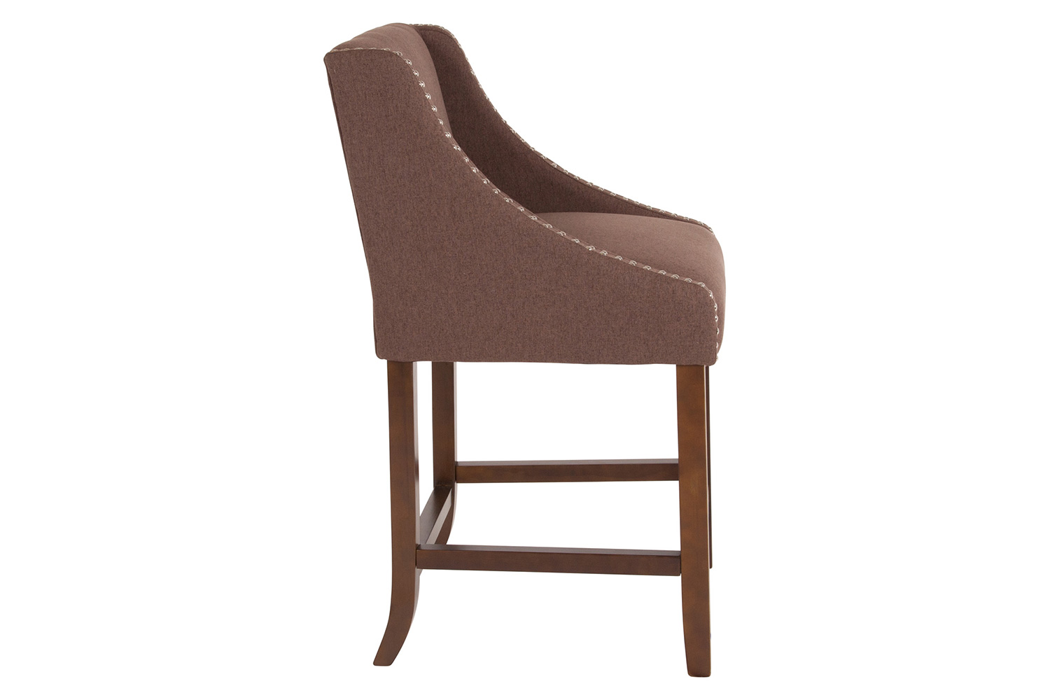 BLNK Carmel Series Fabric Transitional Walnut Counter Height Stool with Accent Nail Trim - Brown