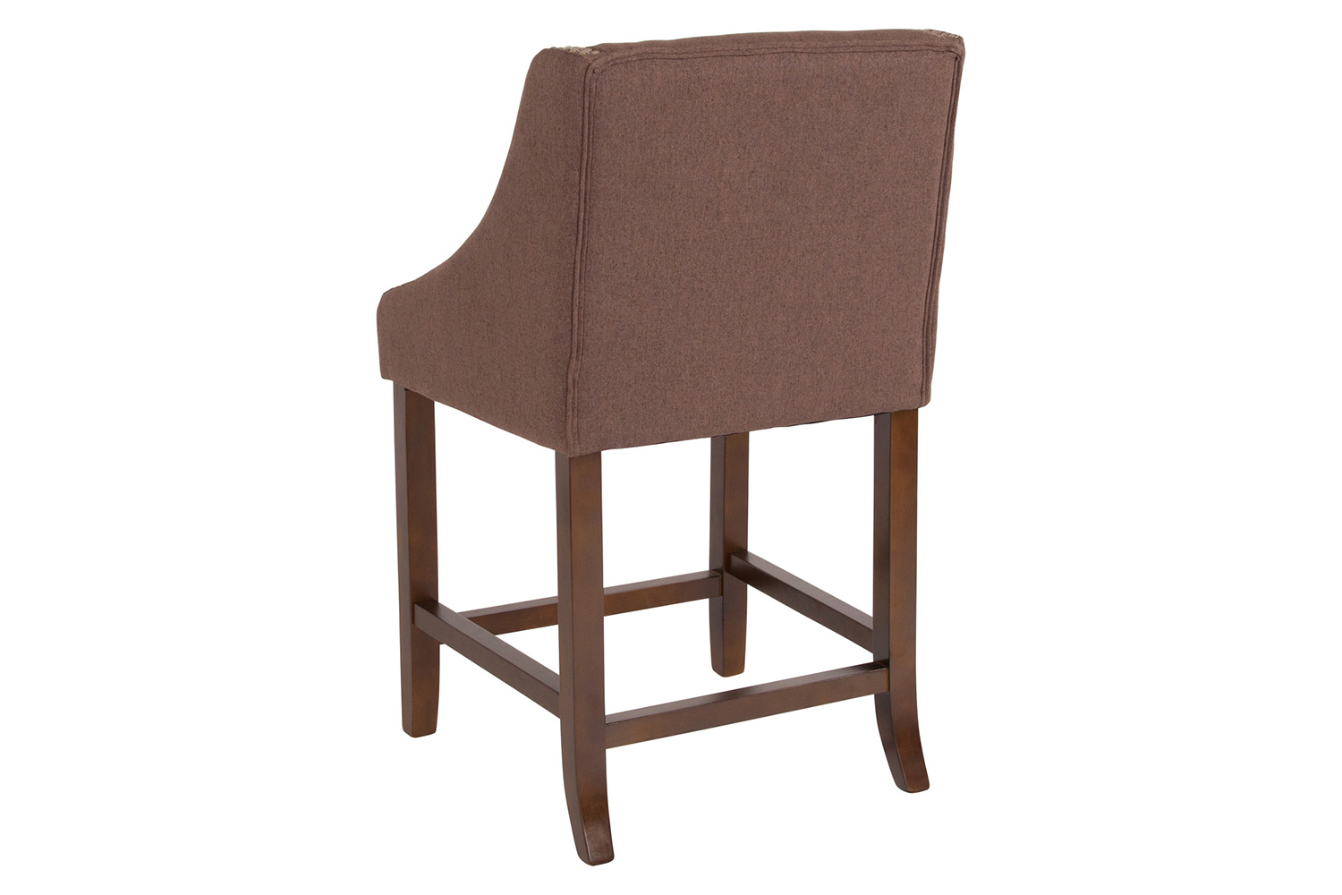 BLNK Carmel Series Fabric Transitional Walnut Counter Height Stool with Accent Nail Trim - Brown