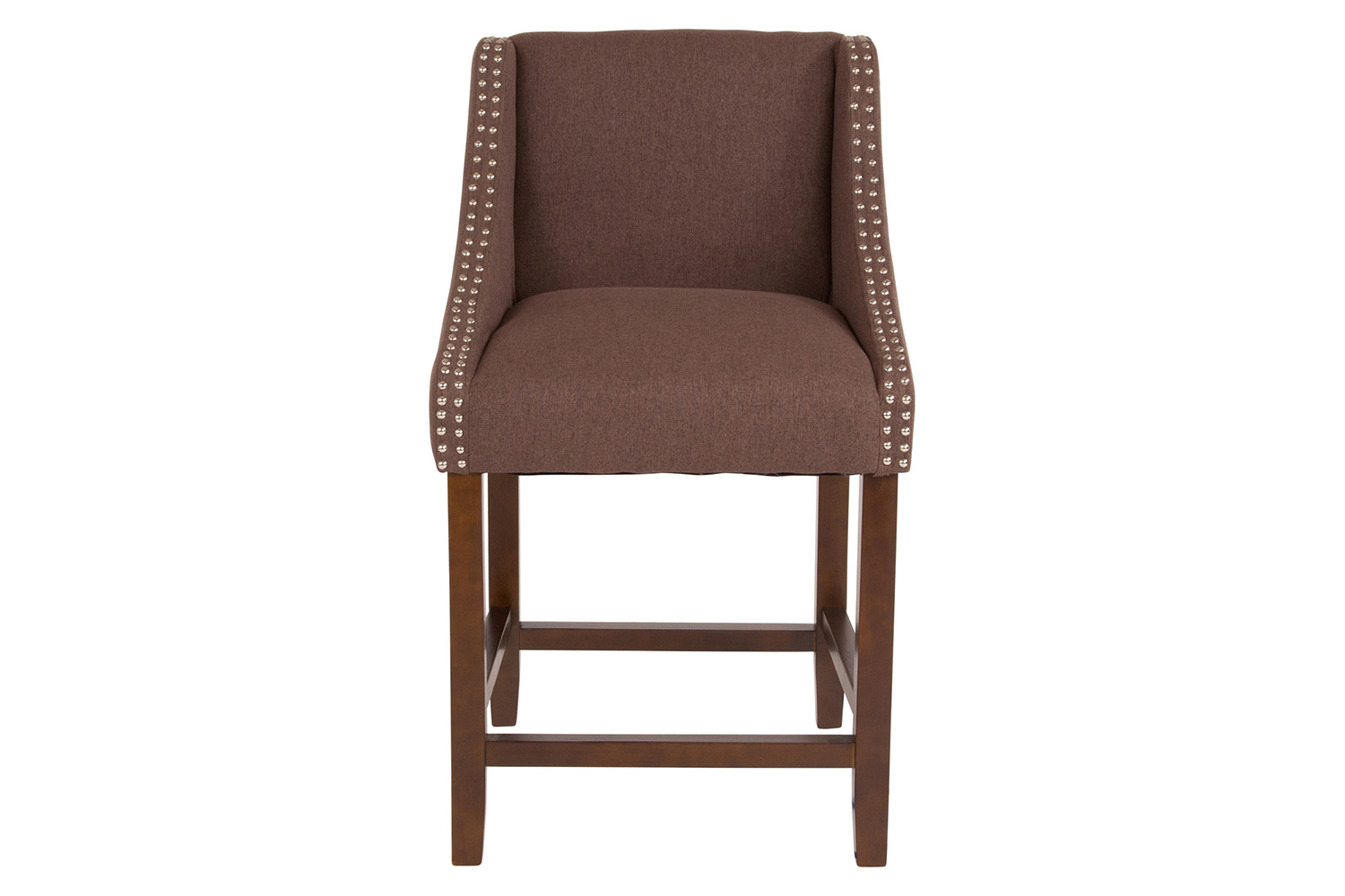 BLNK Carmel Series Fabric Transitional Walnut Counter Height Stool with Accent Nail Trim - Brown
