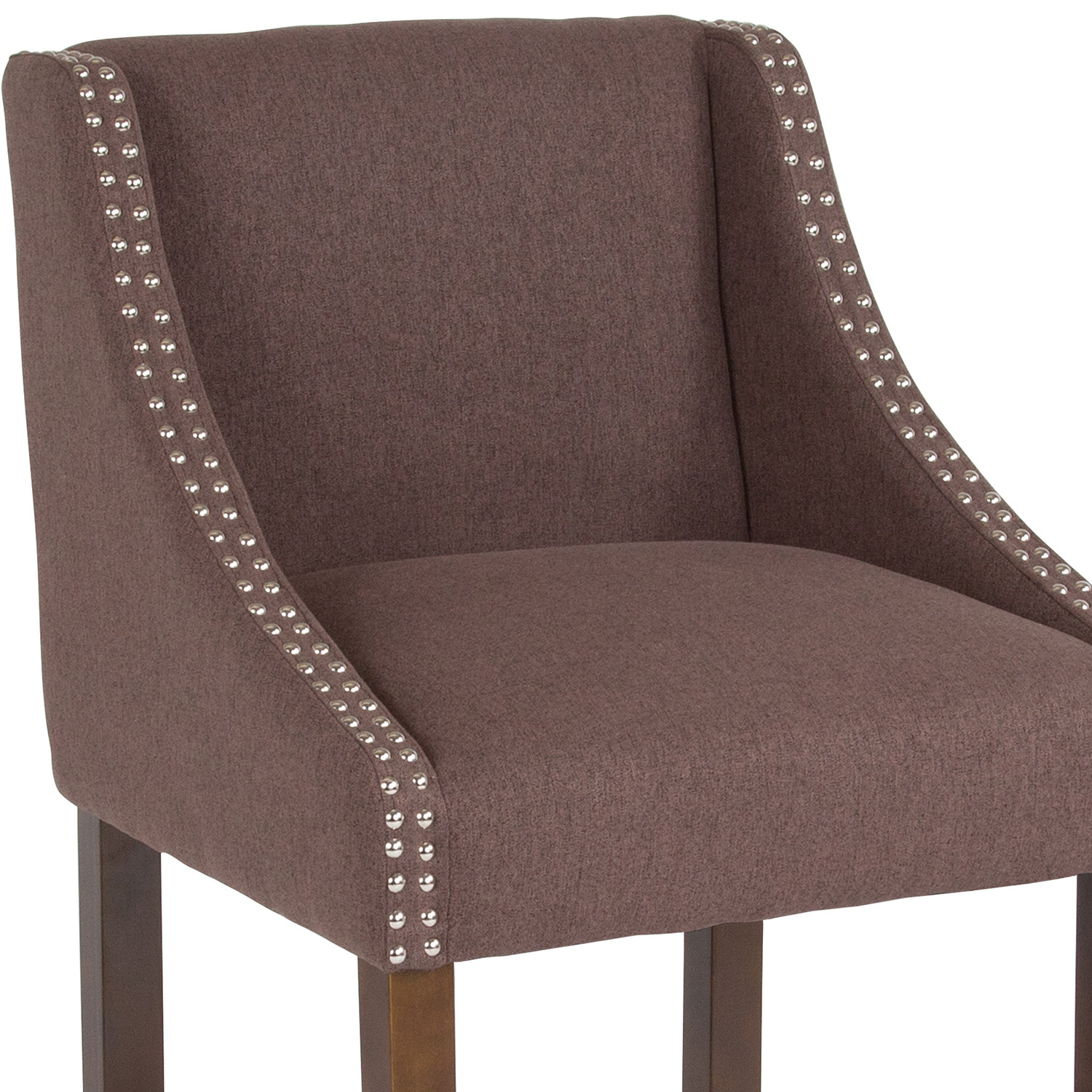 BLNK Carmel Series Fabric Transitional Walnut Counter Height Stool with Accent Nail Trim - Brown