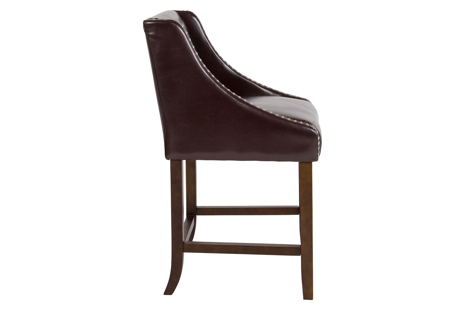 BLNK Carmel Series LeatherSoft Transitional Walnut Counter Height Stool with Nail Trim - Brown