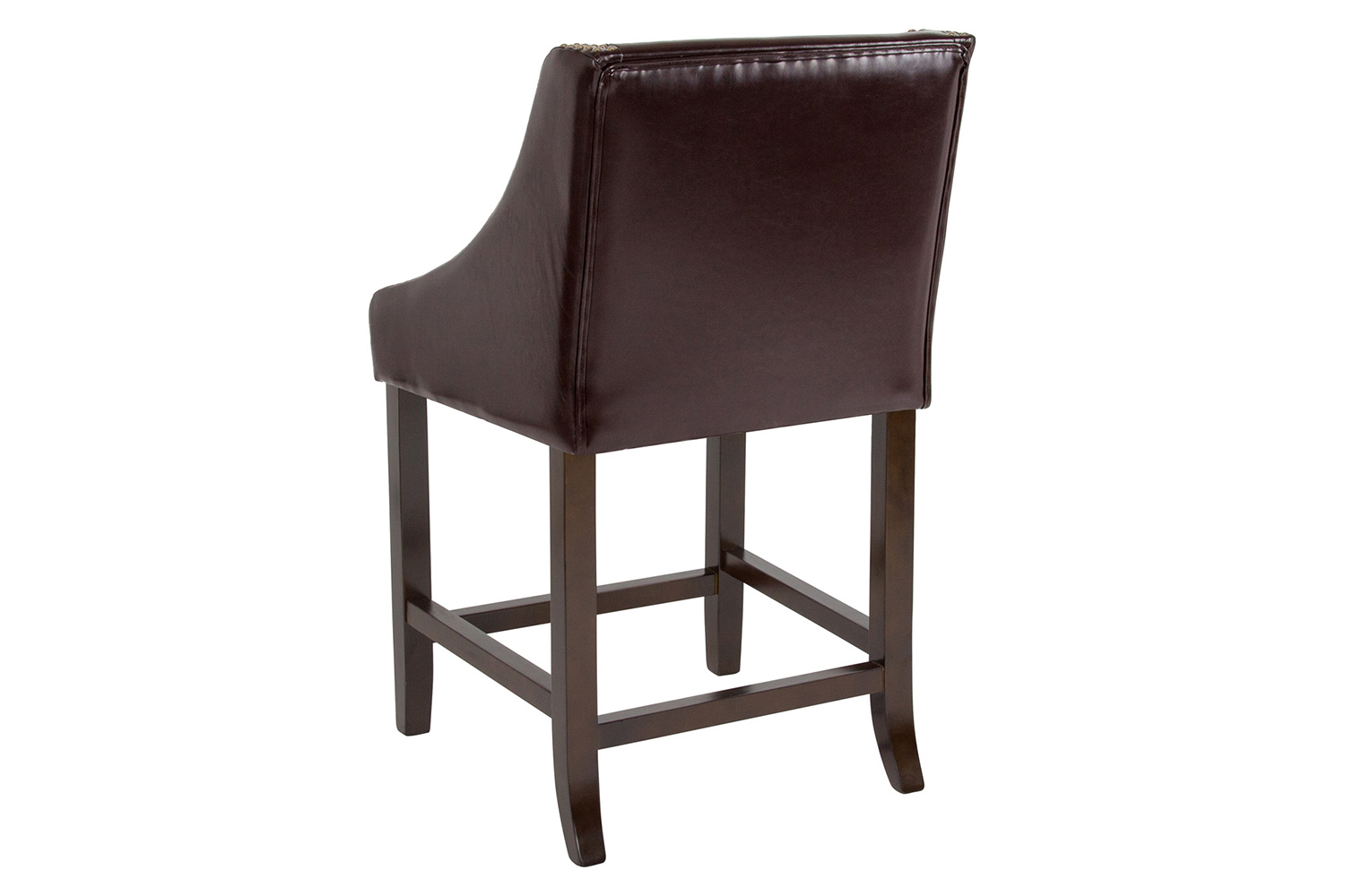 BLNK Carmel Series LeatherSoft Transitional Walnut Counter Height Stool with Nail Trim - Brown