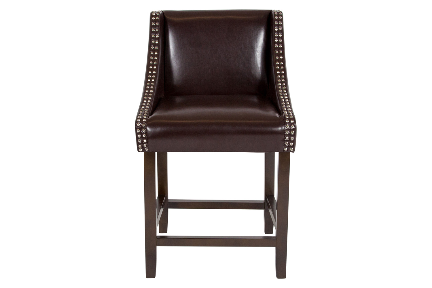 BLNK Carmel Series LeatherSoft Transitional Walnut Counter Height Stool with Nail Trim - Brown