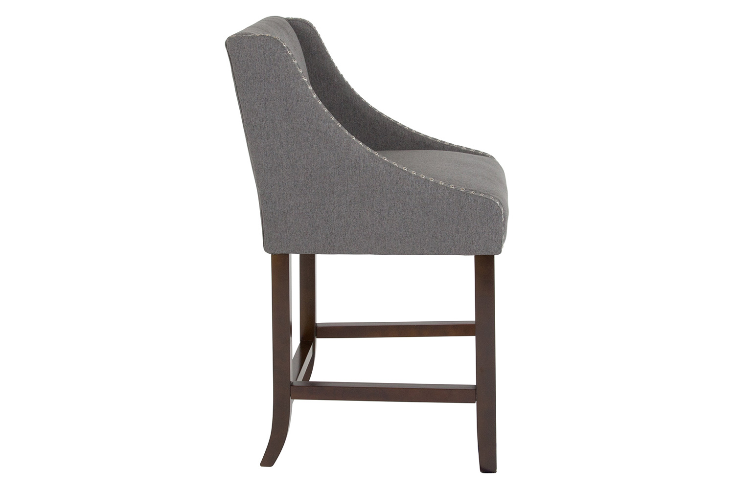 BLNK Carmel Series Fabric Transitional Walnut Counter Height Stool with Accent Nail Trim - Dark Gray