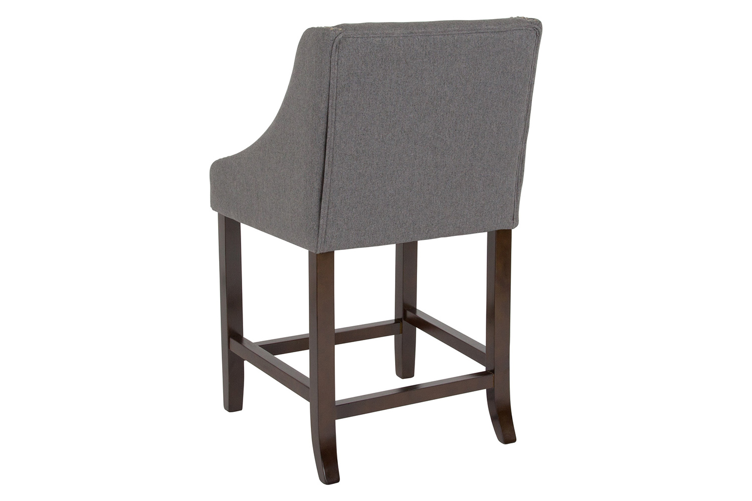 BLNK Carmel Series Fabric Transitional Walnut Counter Height Stool with Accent Nail Trim - Dark Gray