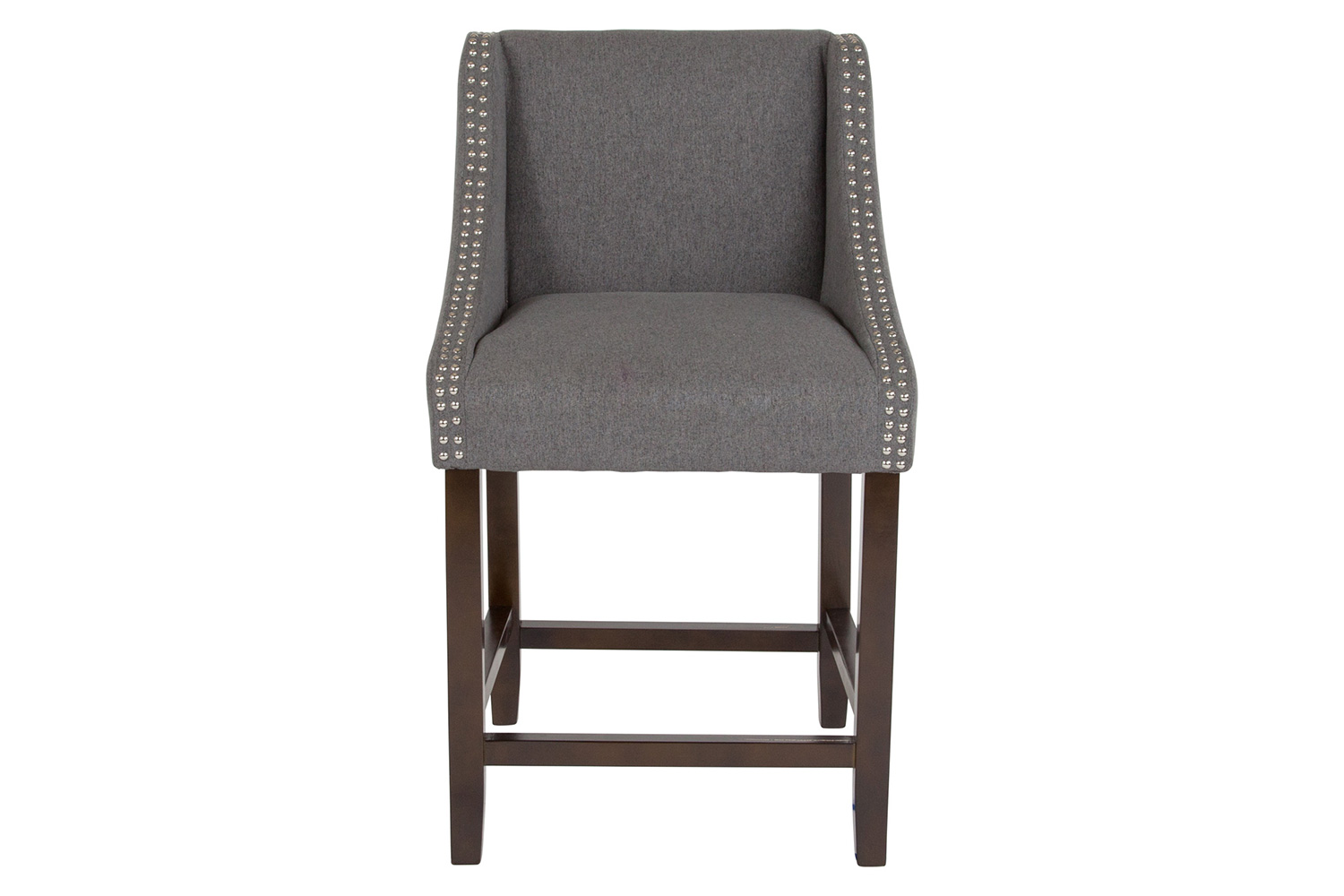 BLNK Carmel Series Fabric Transitional Walnut Counter Height Stool with Accent Nail Trim - Dark Gray
