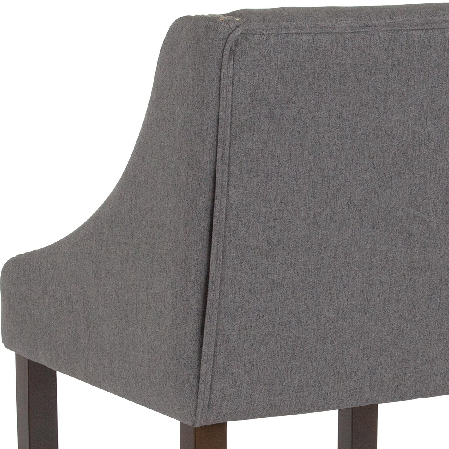 BLNK Carmel Series Fabric Transitional Walnut Counter Height Stool with Accent Nail Trim - Dark Gray