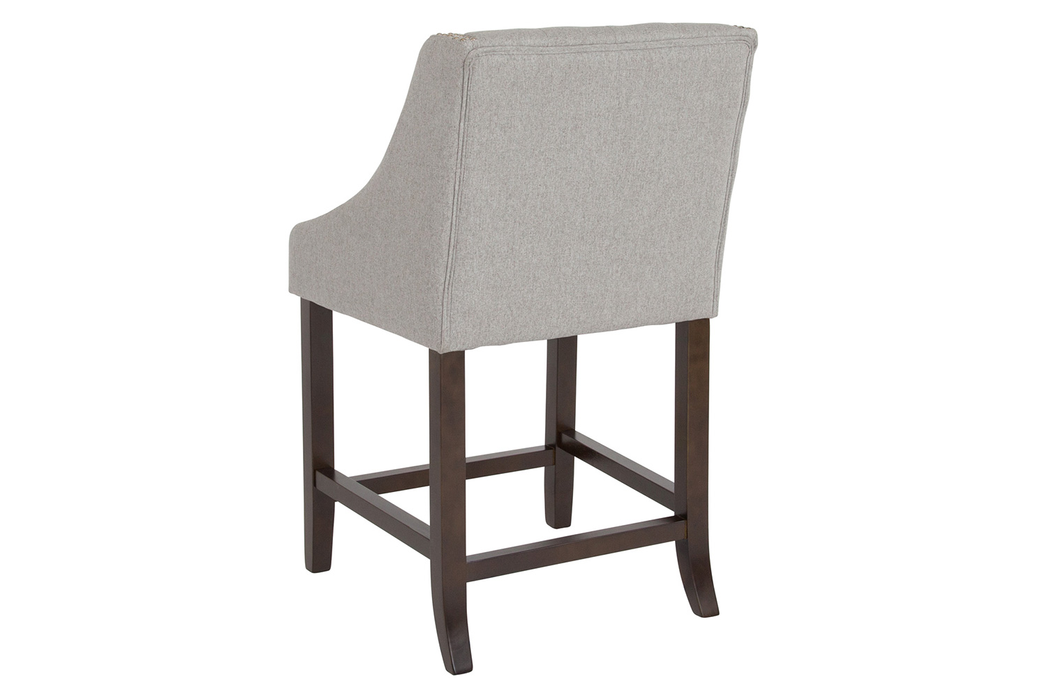 BLNK Carmel Series Fabric Transitional Tufted Walnut Counter Height Stool with Accent Nail Trim - Light Gray