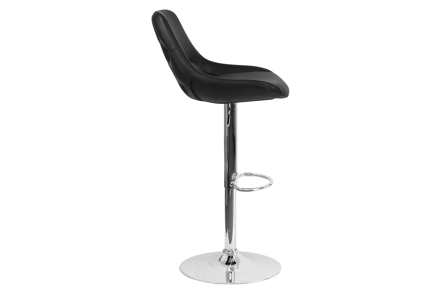 BLNK Contemporary Vinyl Adjustable Height Bar Stool with Chrome Base - Black