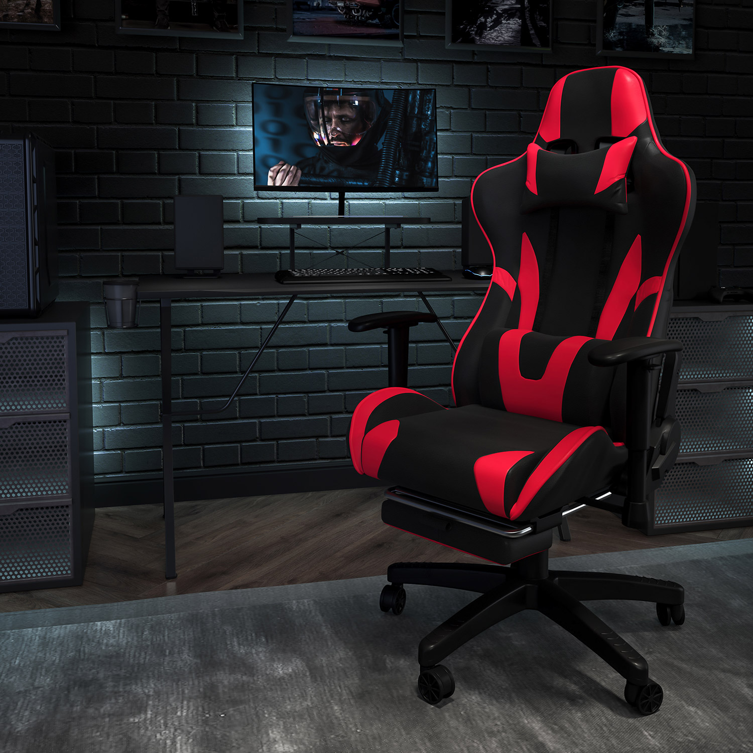 BLNK - X30 Gaming Racing Office Ergonomic Computer Chair with Fully Reclining Back and Slide-Out Footrest