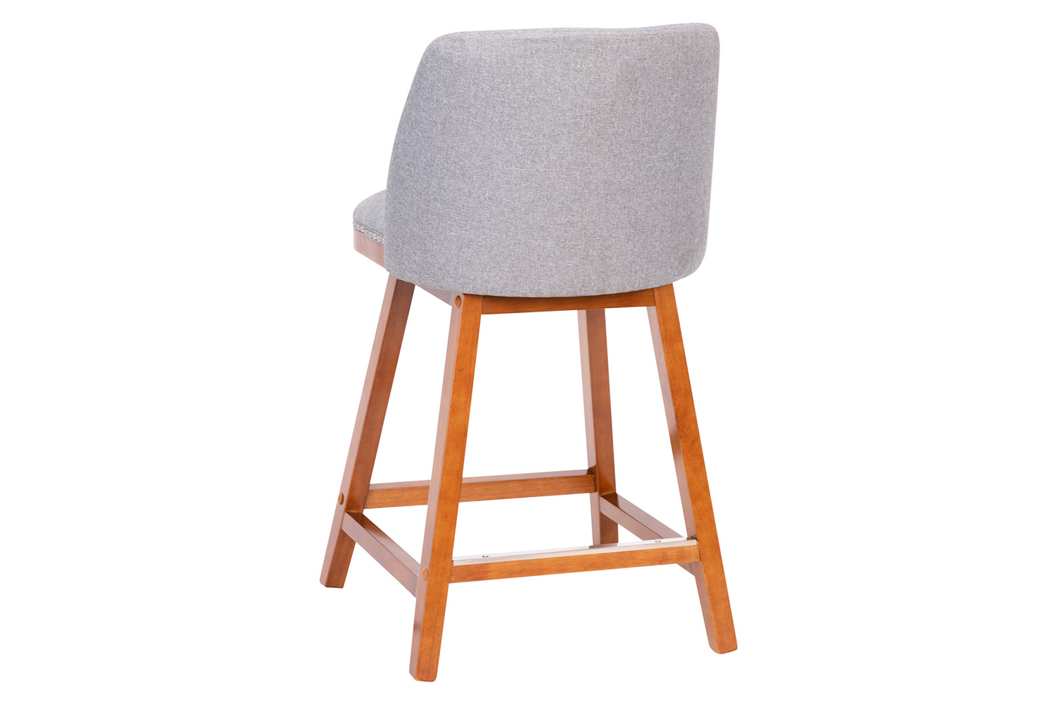 BLNK Julia Faux Linen Transitional Upholstered Counter Stools with Silver Nailhead Trim and Walnut Finish Solid Wood Frames Set of 2 - Gray