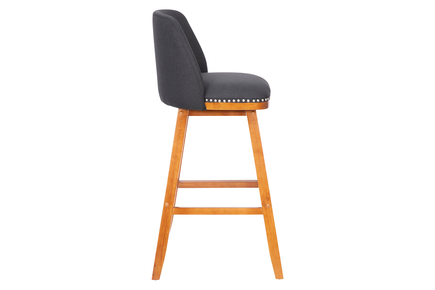 BLNK Julia Faux Linen Transitional Upholstered Bar Stools with Silver Nailhead Trim and Walnut Finish Solid Wood Frames Set of 2 - Charcoal