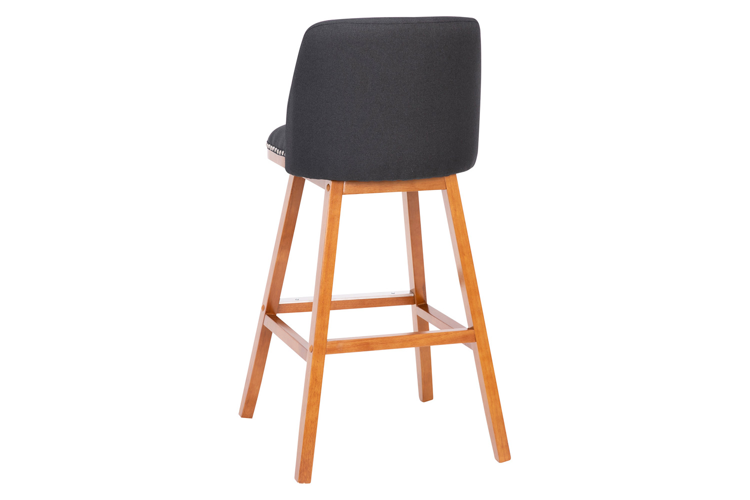 BLNK Julia Faux Linen Transitional Upholstered Bar Stools with Silver Nailhead Trim and Walnut Finish Solid Wood Frames Set of 2 - Charcoal