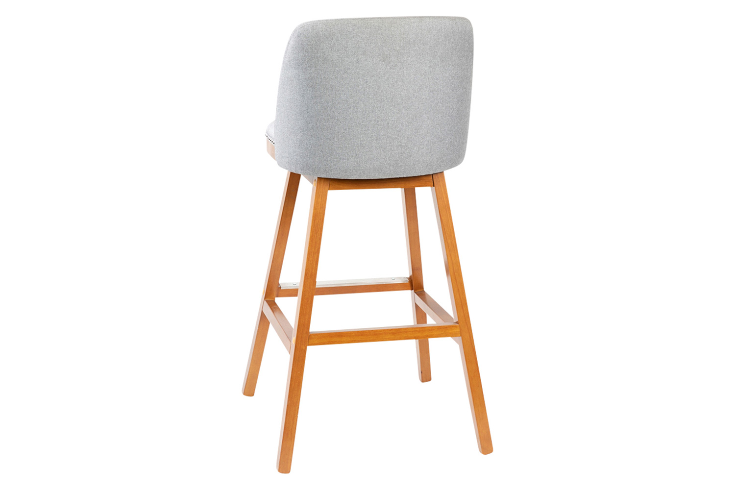 BLNK Julia Faux Linen Transitional Upholstered Bar Stools with Silver Nailhead Trim and Walnut Finish Solid Wood Frames Set of 2 - Gray