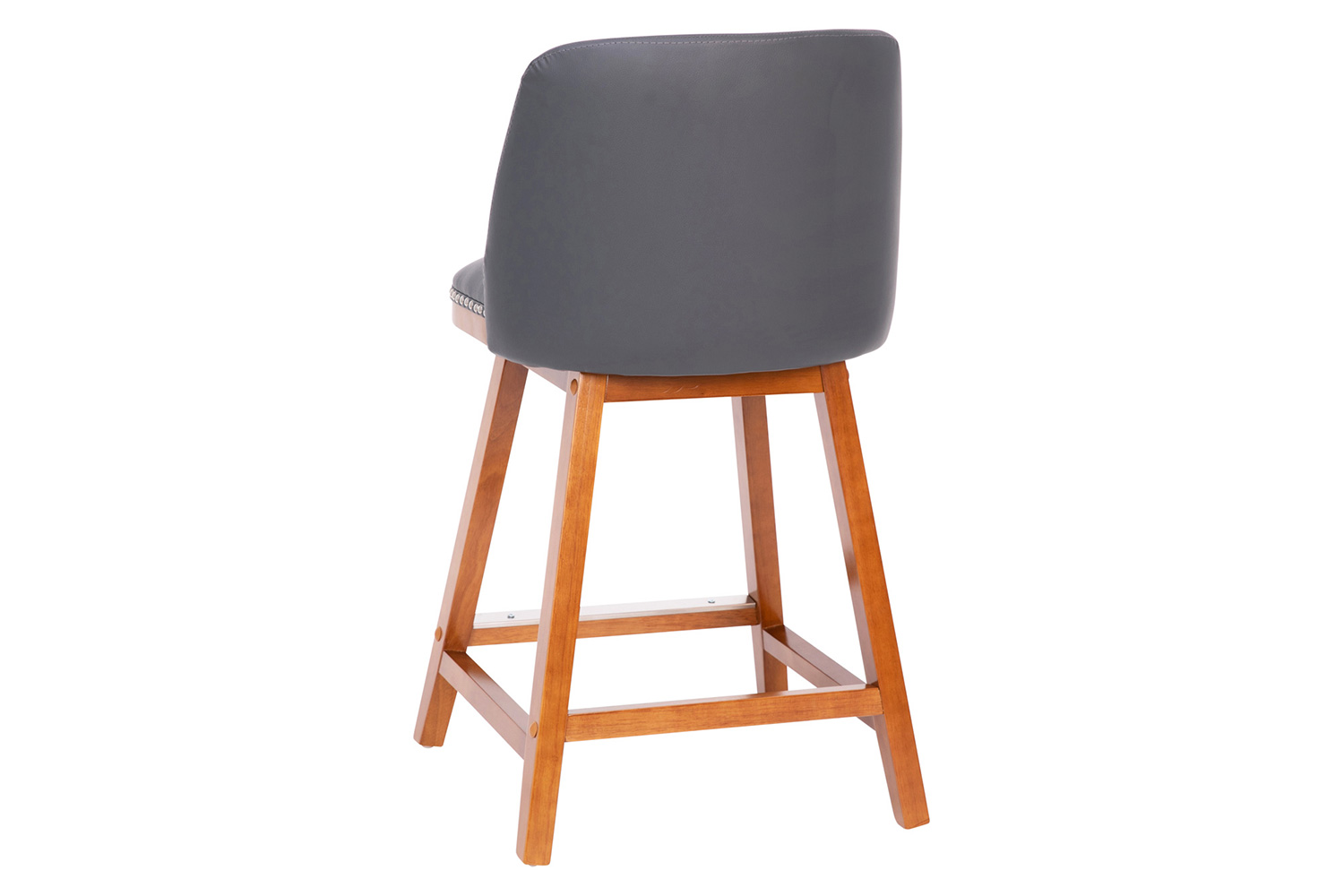 BLNK Julia LeatherSoft Transitional Upholstered Counter Stools with Silver Nailhead Trim and Walnut Finish Solid Wood Frames Set of 2 - Gray