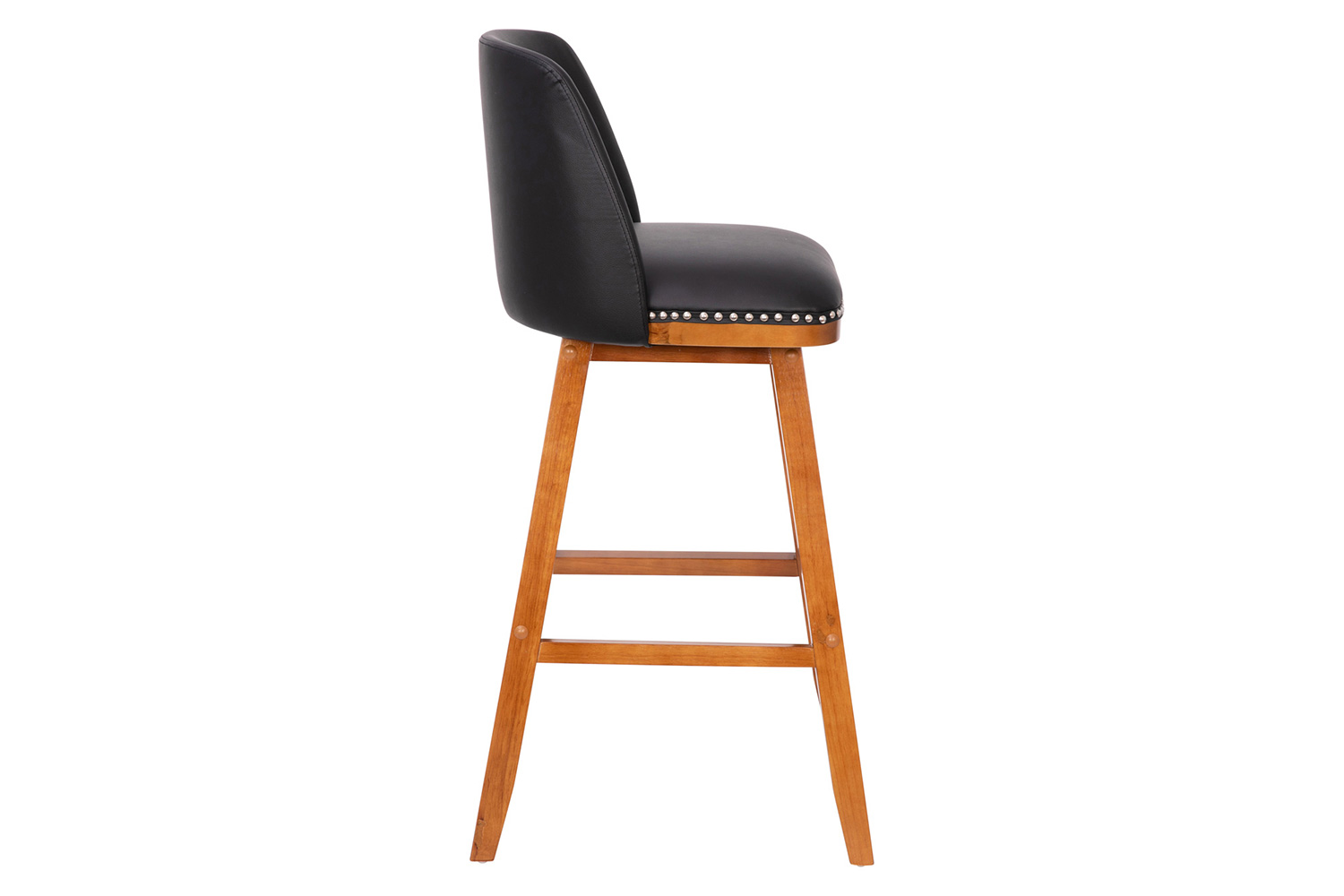 BLNK Julia LeatherSoft Transitional Upholstered Bar Stools with Silver Nailhead Trim and Walnut Finish Solid Wood Frames Set of 2 - Black