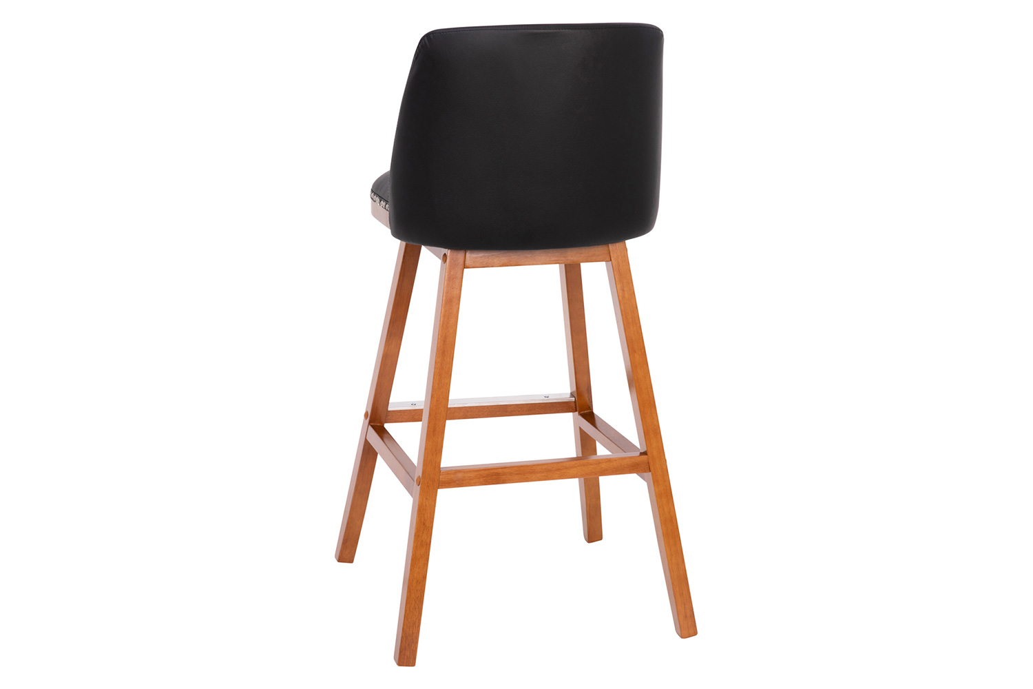 BLNK Julia LeatherSoft Transitional Upholstered Bar Stools with Silver Nailhead Trim and Walnut Finish Solid Wood Frames Set of 2 - Black