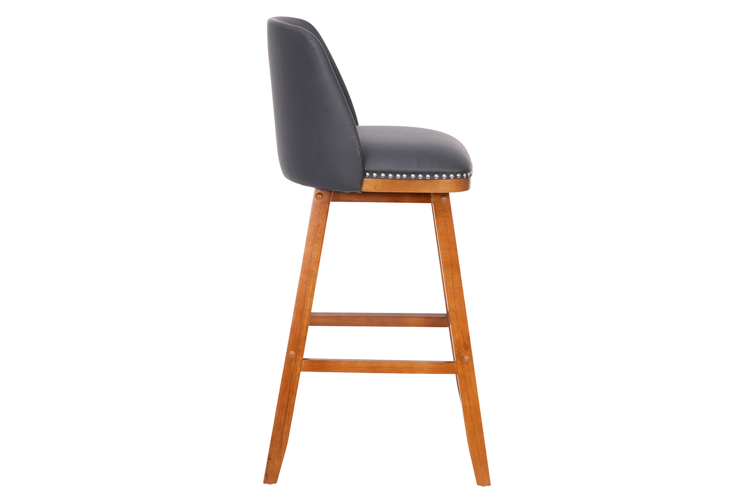BLNK Julia LeatherSoft Transitional Upholstered Bar Stools with Silver Nailhead Trim and Walnut Finish Solid Wood Frames Set of 2 - Gray