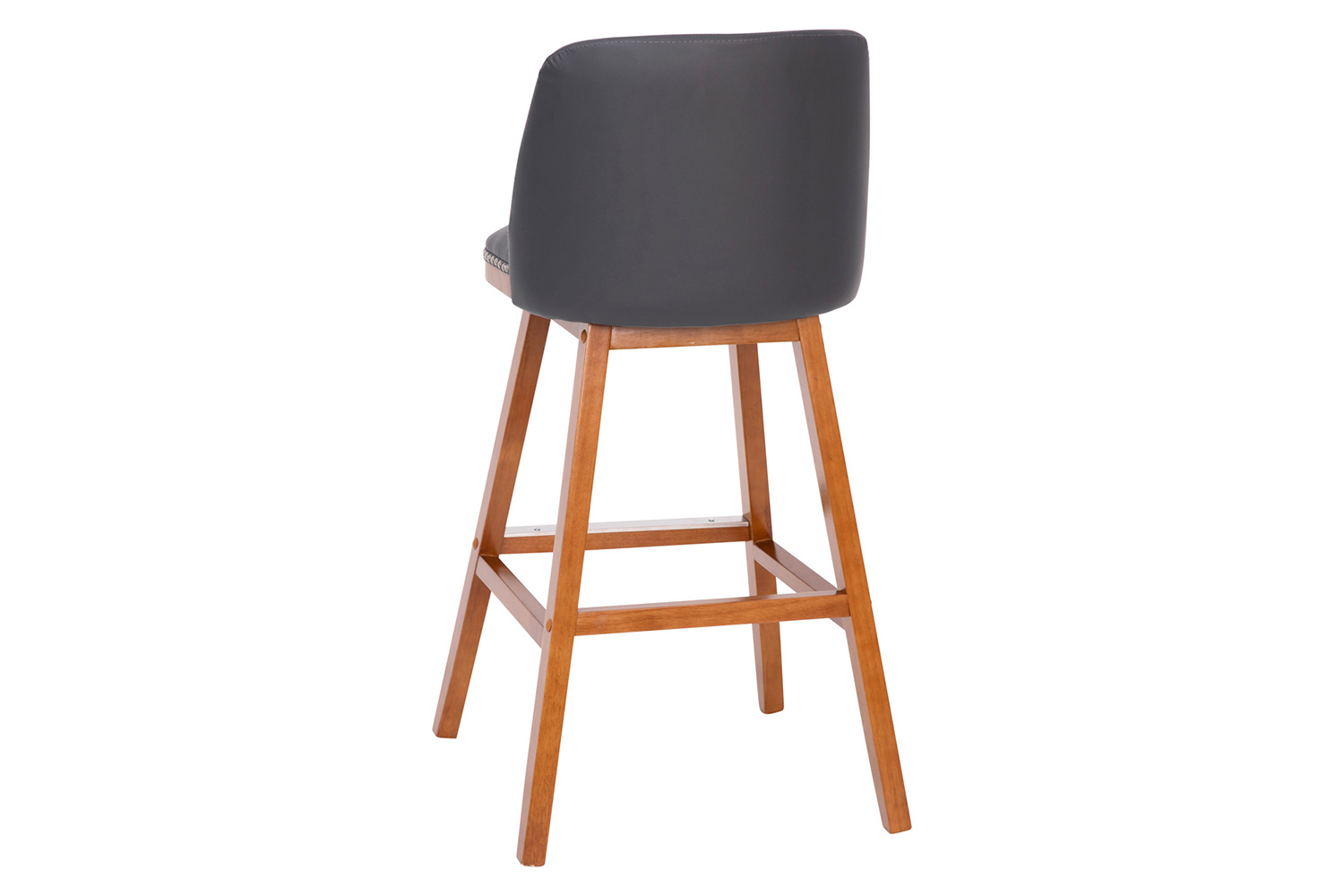 BLNK Julia LeatherSoft Transitional Upholstered Bar Stools with Silver Nailhead Trim and Walnut Finish Solid Wood Frames Set of 2 - Gray