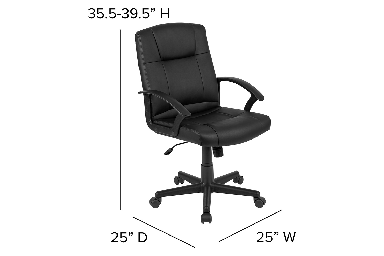 BLNK - Coffman Flash Fundamentals LeatherSoft Mid-Back Padded Task Office Chair with Arms, BIFMA Certified