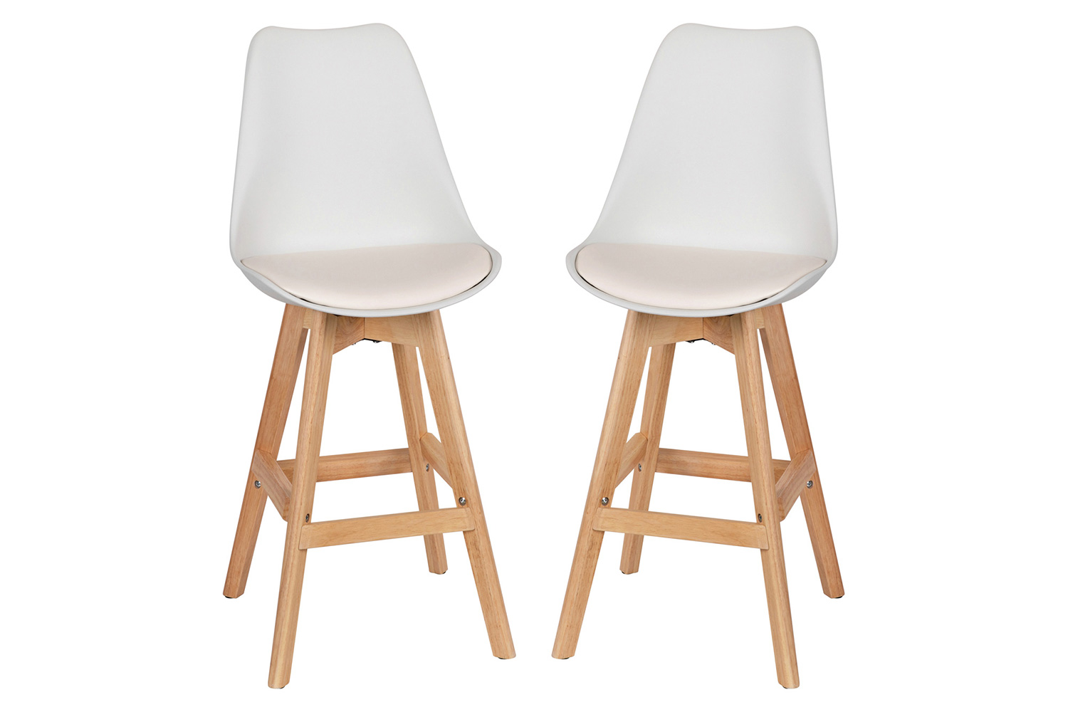 BLNK Dana Commercial LeatherSoft Modern Counter Stools with Plastic Backrest and Padded Seat Set of 2 - White