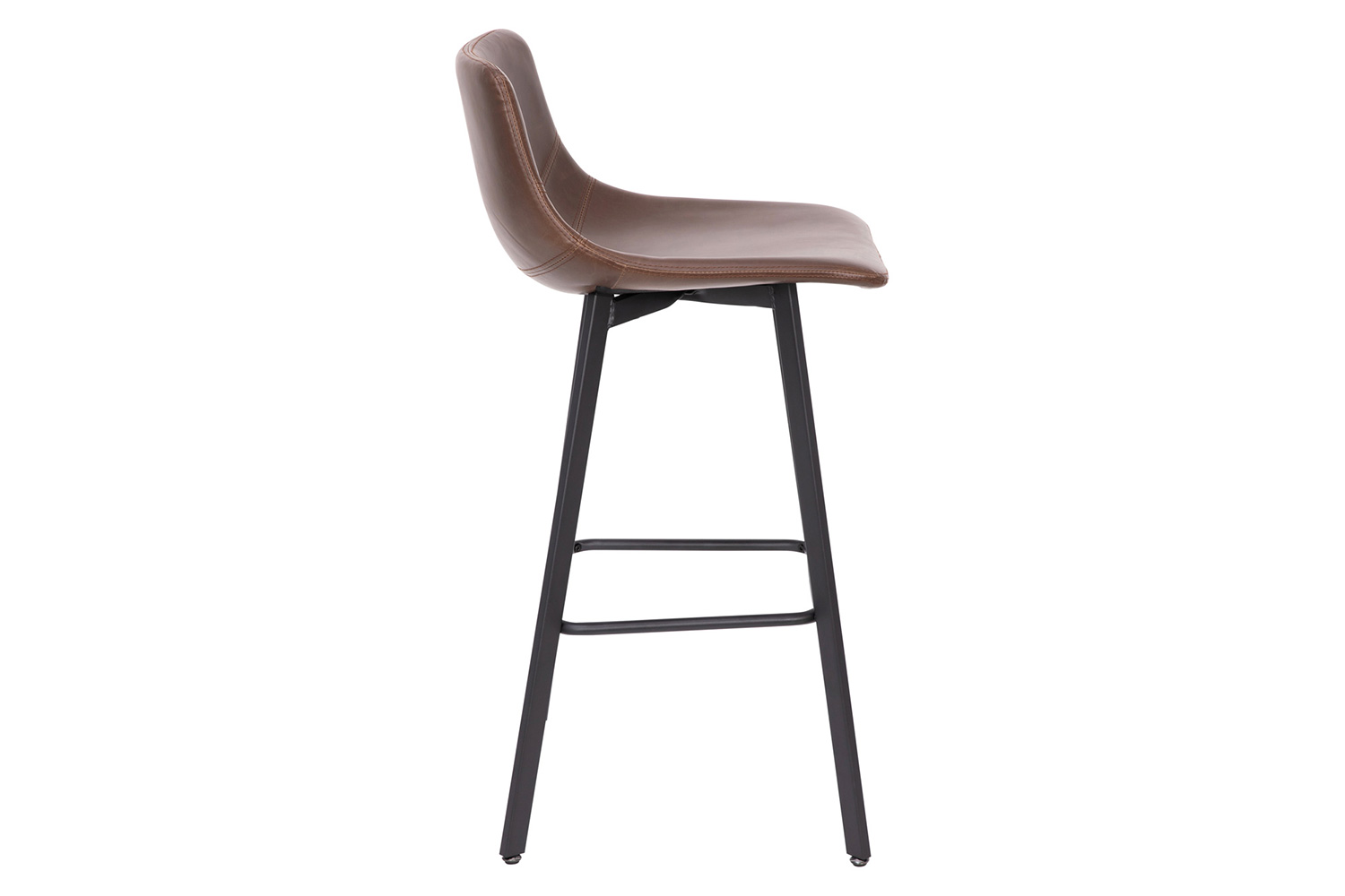 BLNK Caleb LeatherSoft Armless Bar Height Commercial Grade Bar Stools with Footrests and Black Matte Iron Frames Set of 2 - Chocolate Brown