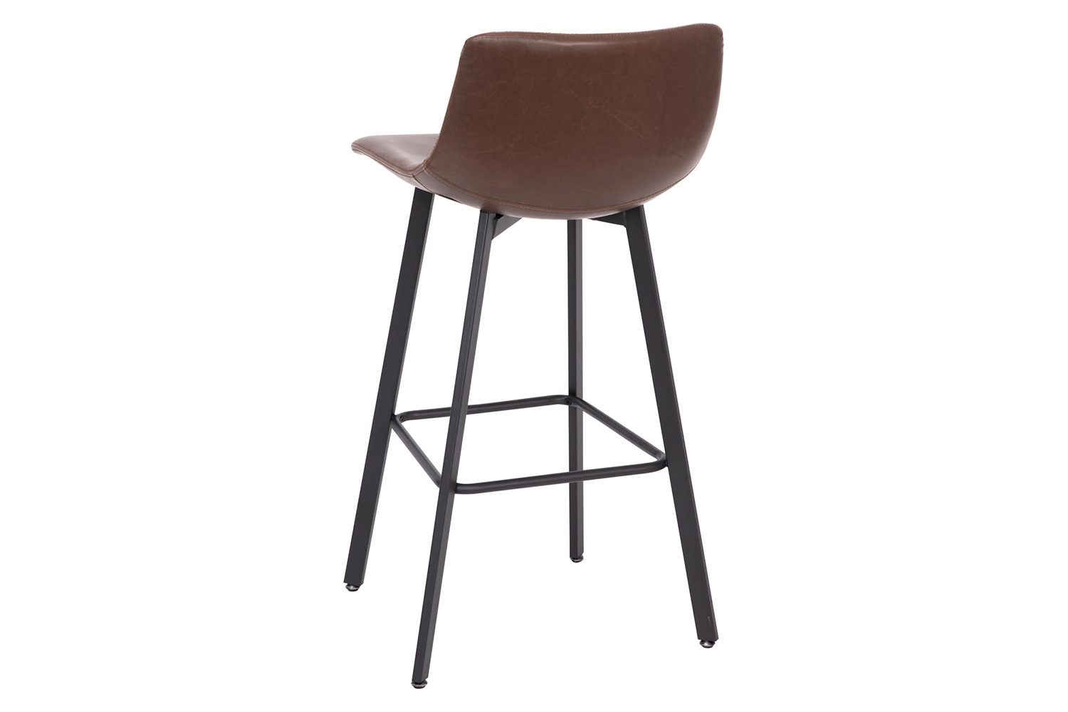 BLNK Caleb LeatherSoft Armless Bar Height Commercial Grade Bar Stools with Footrests and Black Matte Iron Frames Set of 2 - Chocolate Brown
