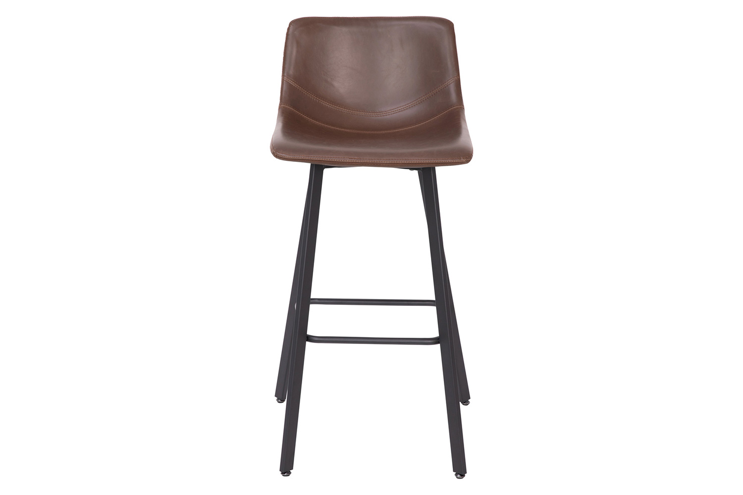 BLNK Caleb LeatherSoft Armless Bar Height Commercial Grade Bar Stools with Footrests and Black Matte Iron Frames Set of 2 - Chocolate Brown