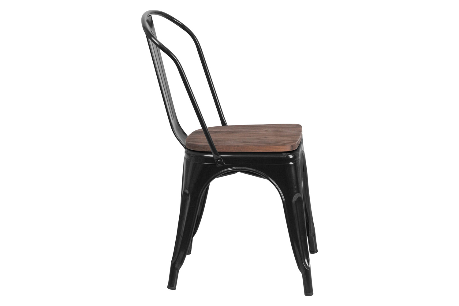 BLNK Perry Metal Stackable Chair with Wood Seat - Black