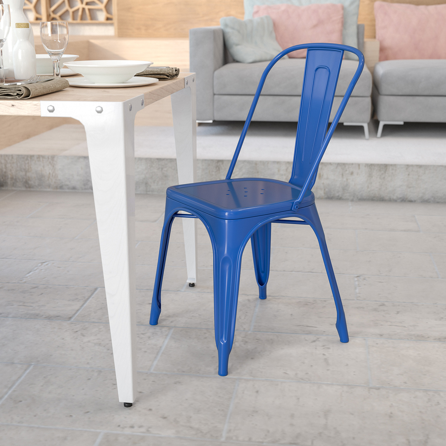 BLNK - Perry Commercial Metal Indoor-Outdoor Stackable Chair