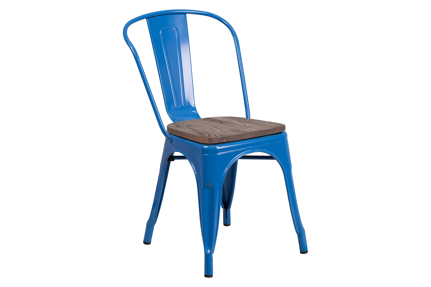 BLNK Perry Metal Stackable Chair with Wood Seat - Blue