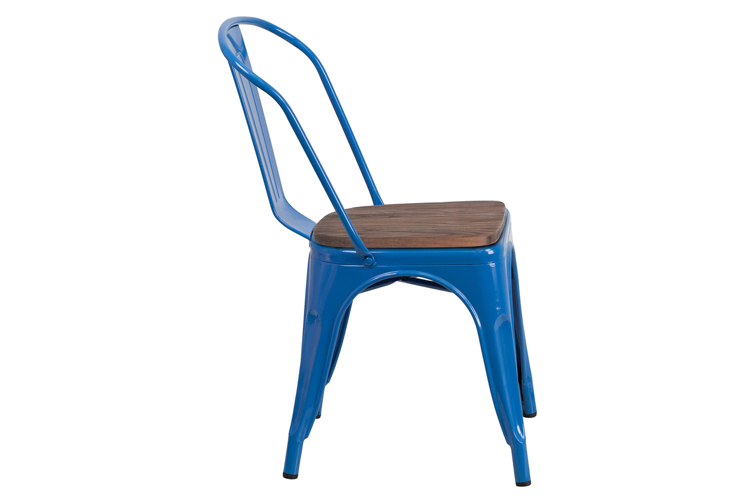 BLNK Perry Metal Stackable Chair with Wood Seat - Blue