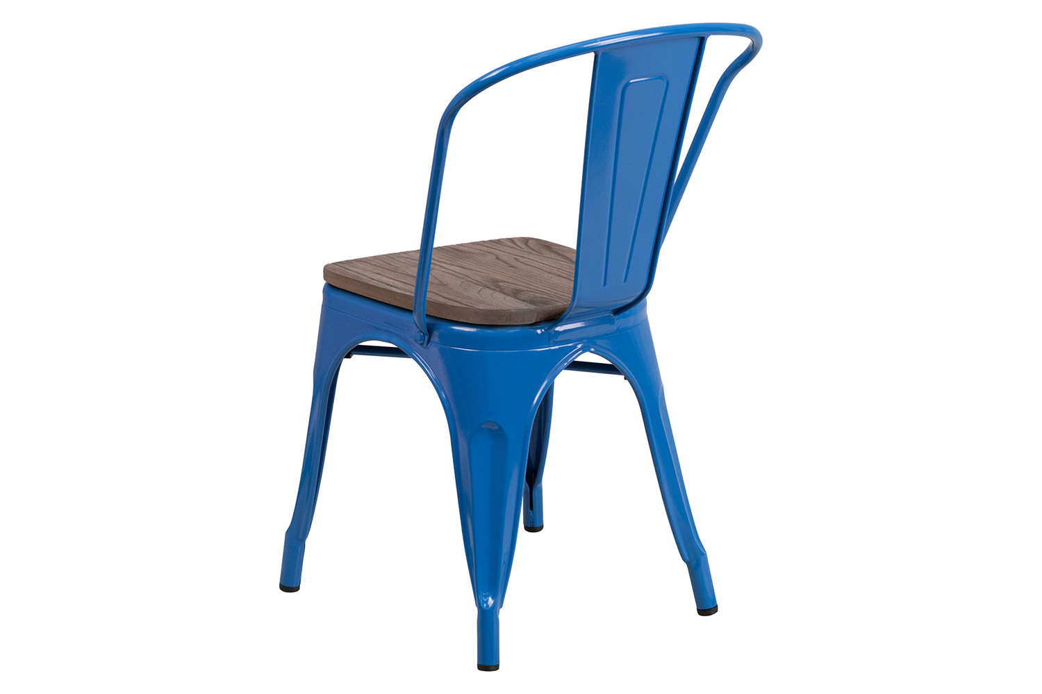 BLNK Perry Metal Stackable Chair with Wood Seat - Blue