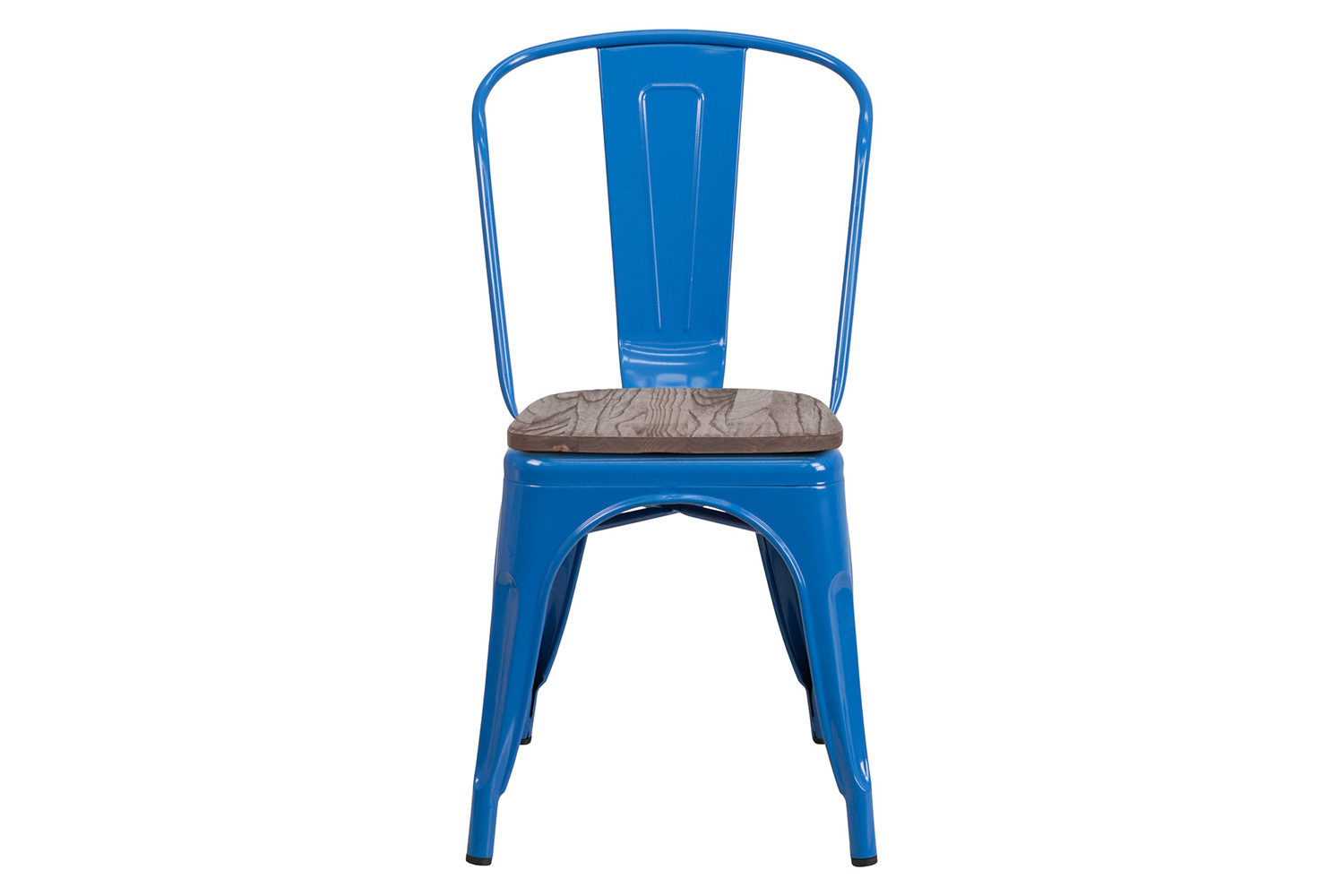 BLNK Perry Metal Stackable Chair with Wood Seat - Blue