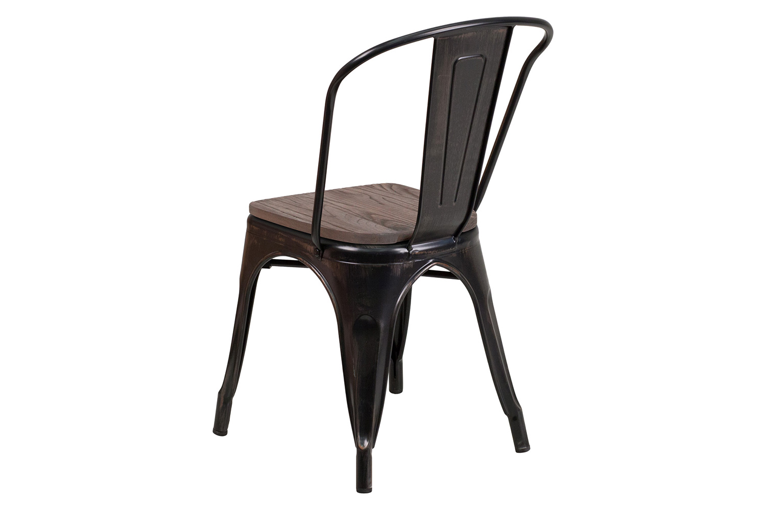 BLNK Perry Metal Stackable Chair with Wood Seat - Black/Antique Gold