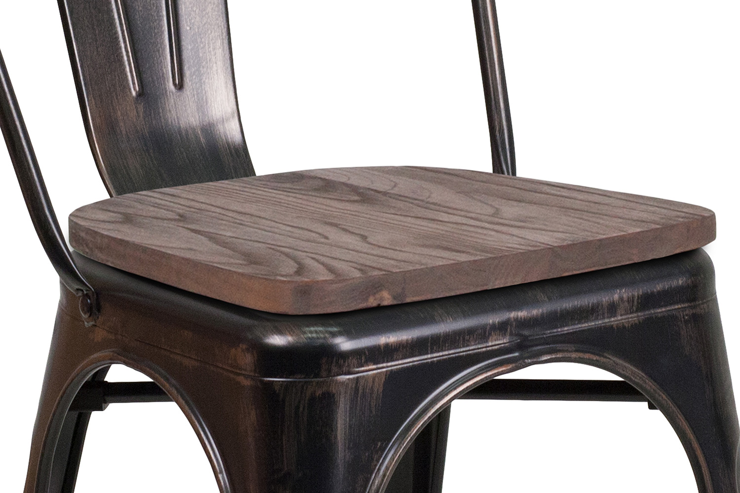 BLNK Perry Metal Stackable Chair with Wood Seat - Black/Antique Gold