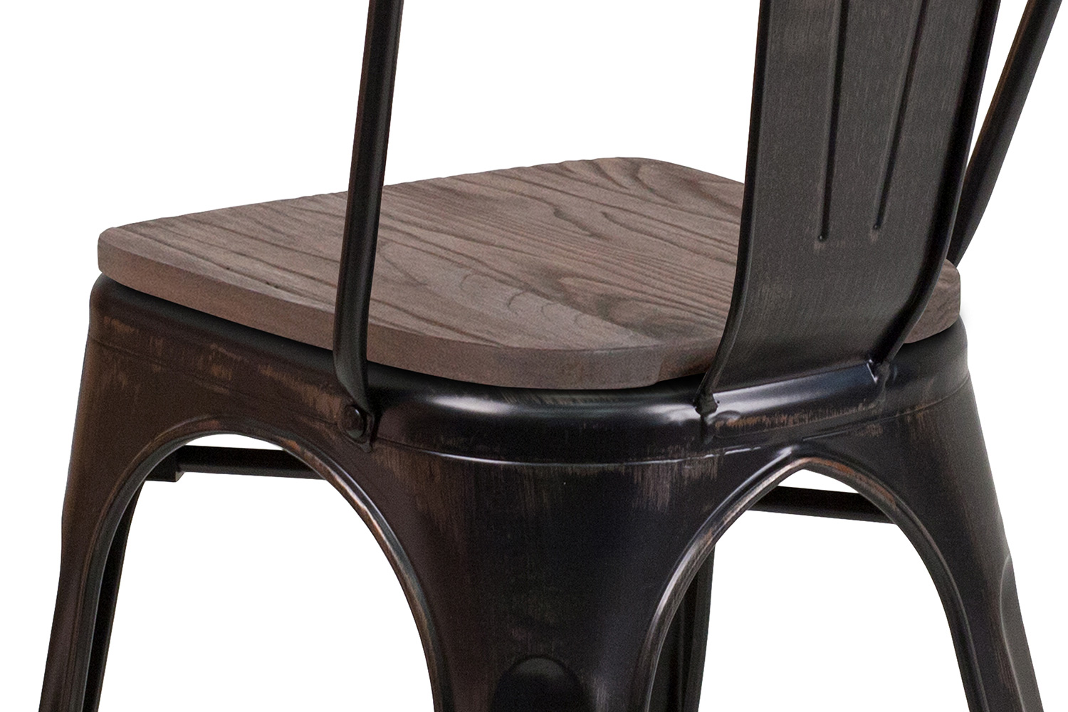 BLNK Perry Metal Stackable Chair with Wood Seat - Black/Antique Gold
