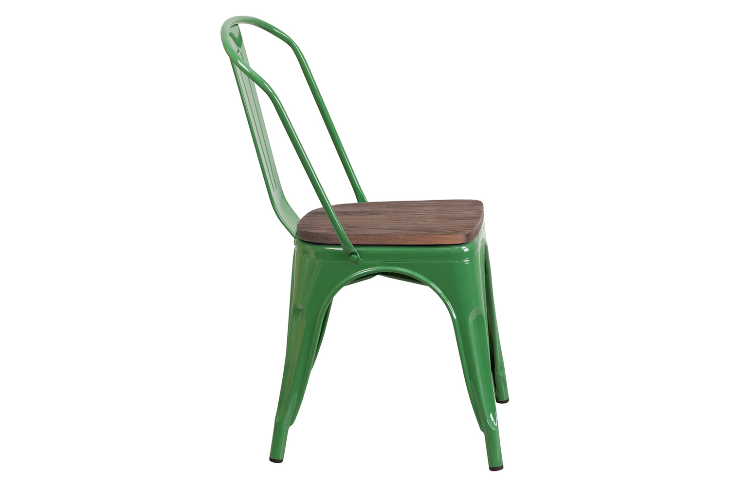 BLNK Perry Metal Stackable Chair with Wood Seat - Green