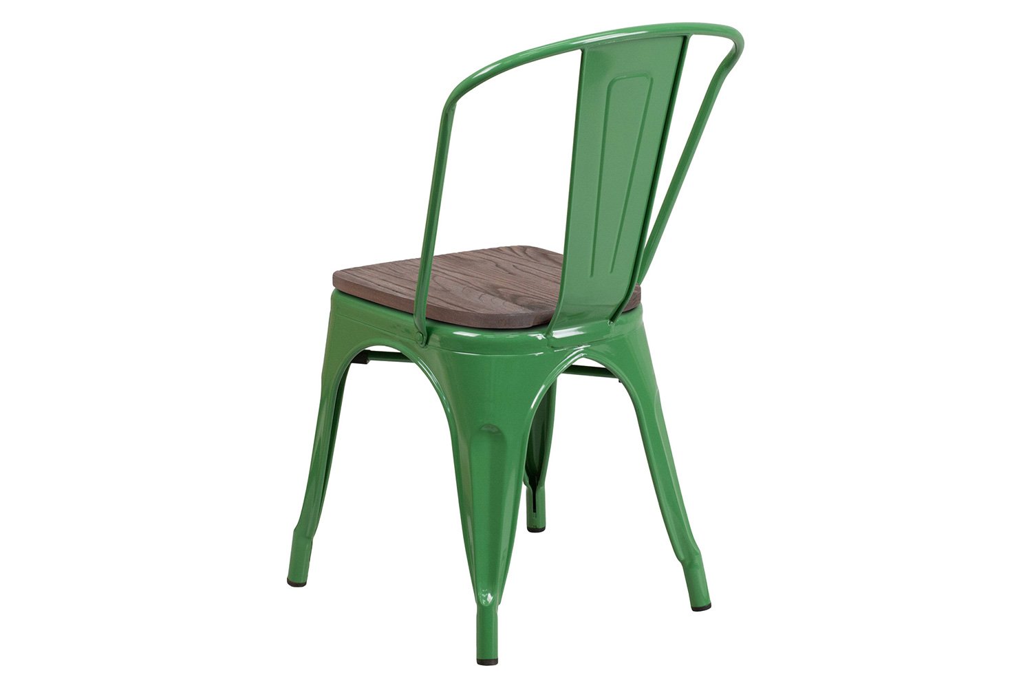 BLNK Perry Metal Stackable Chair with Wood Seat - Green