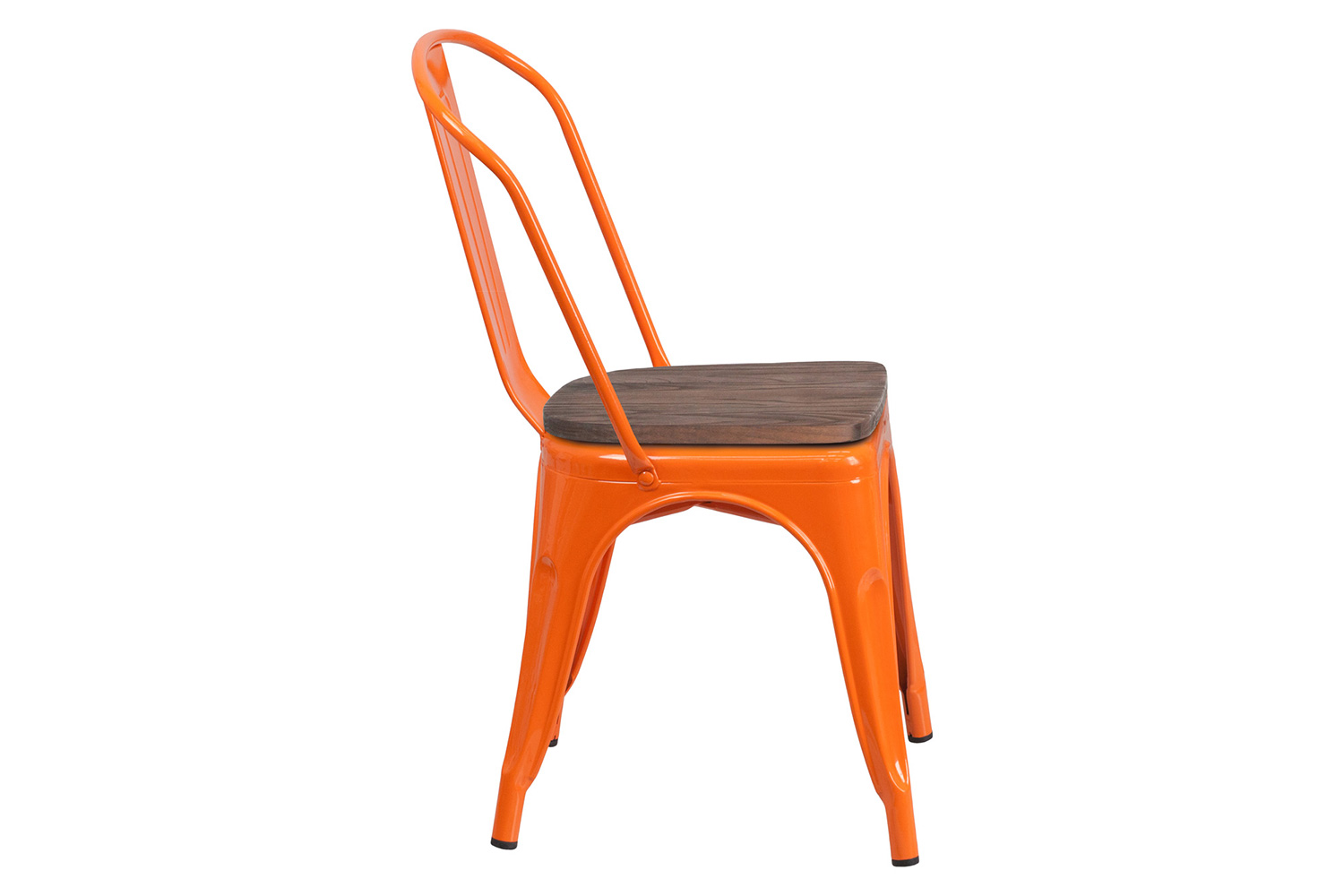 BLNK Perry Metal Stackable Chair with Wood Seat - Orange