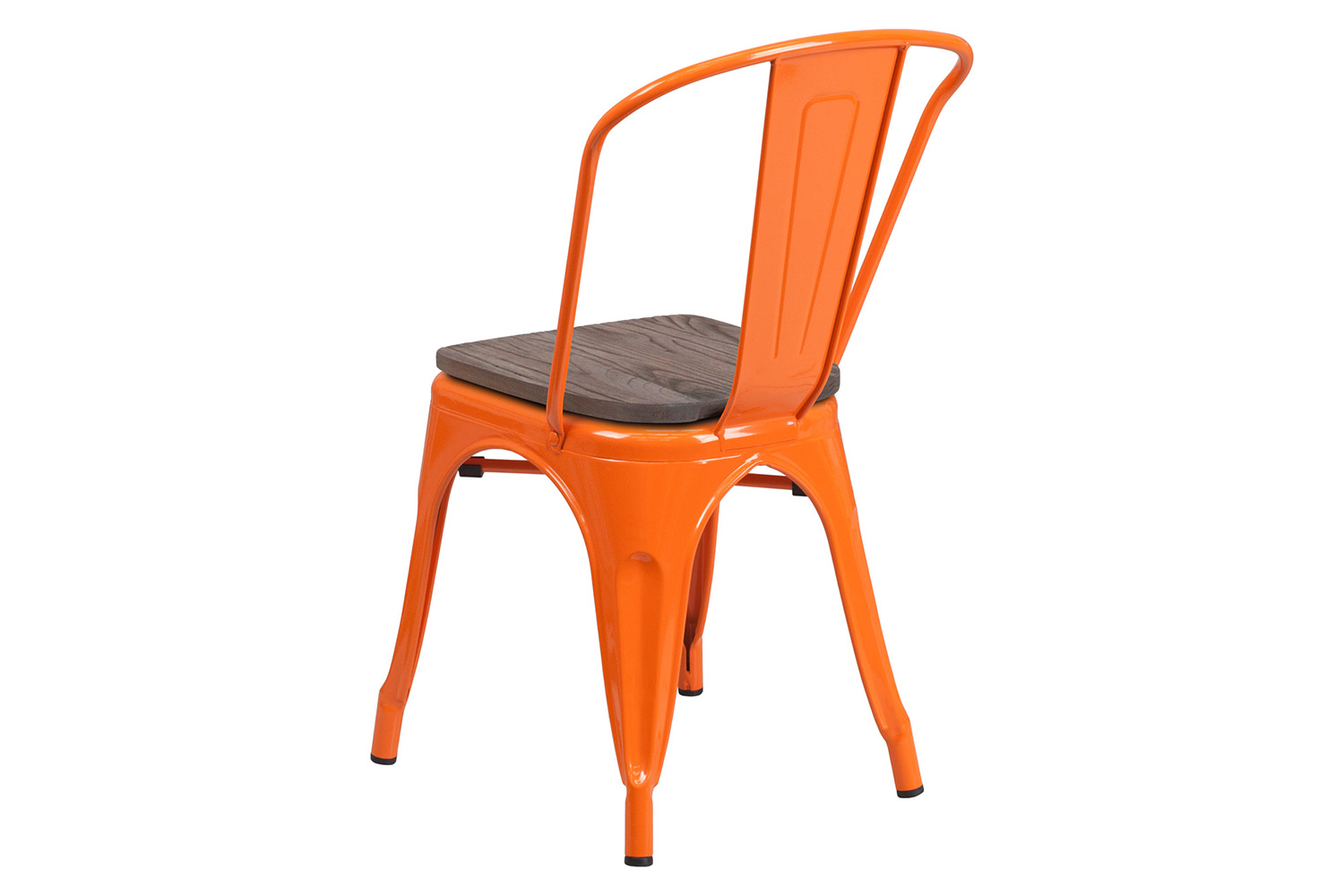 BLNK Perry Metal Stackable Chair with Wood Seat - Orange