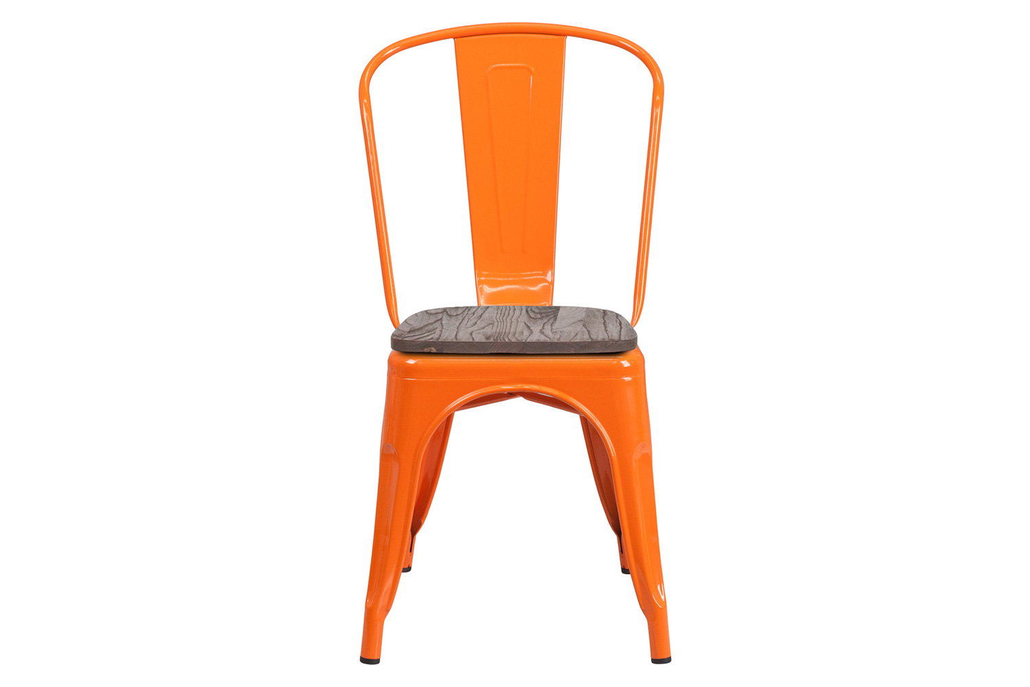 BLNK Perry Metal Stackable Chair with Wood Seat - Orange