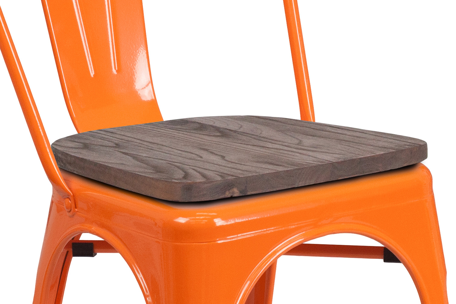 BLNK Perry Metal Stackable Chair with Wood Seat - Orange