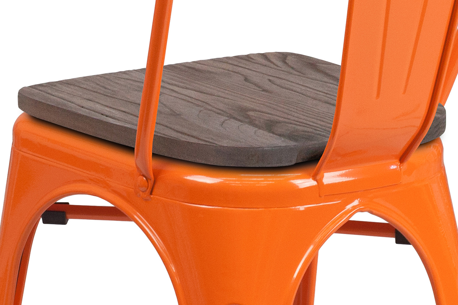 BLNK Perry Metal Stackable Chair with Wood Seat - Orange